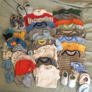 30+ pc Baby Boy Lot of Clothes NB - 3 month lot